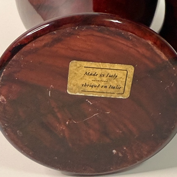 Vintage Heavy Italian Red  Marble Candleholders - Picture 5 of 9